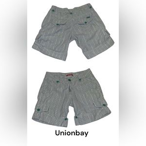 UNIONBAY - Green/white/silver Button Cuffed Shorts